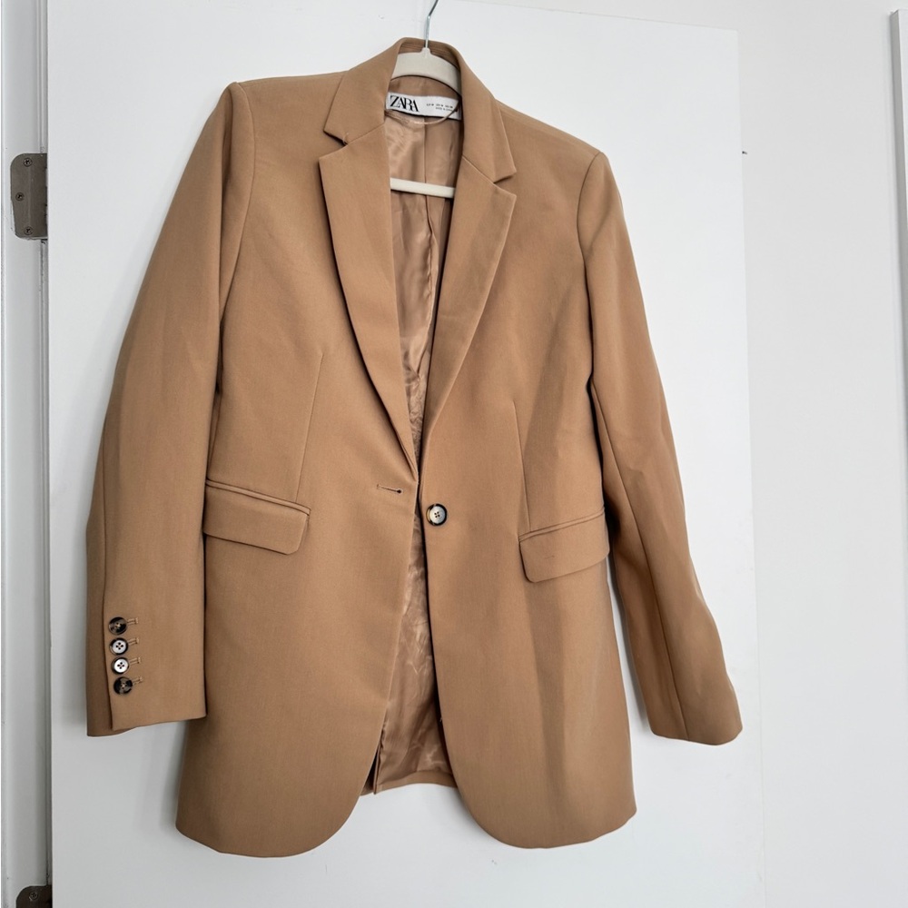 Zara Camel Blazer with Button Accents